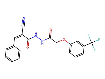 2-cyano-3-phenyl-N'-{2-[3-(trifluoromethyl)phenoxy]acetyl}prop-2-enehydrazide structure