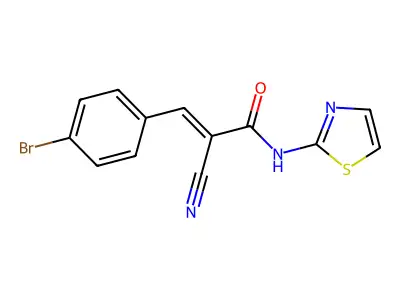 3-(4-bromophenyl)-2-cyano-N-(1,3-thiazol-2-yl)prop-2-enamide structure