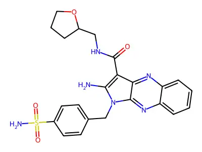 2-amino-N-[(oxolan-2-yl)methyl]-1-[(4-sulfamoylphenyl)methyl]-1H-pyrrolo[2,3-b]quinoxaline-3-carboxamide structure