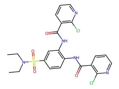 2-chloro-N-[2-[(2-chloropyridine-3-carbonyl)amino]-4-(diethylsulfamoyl)phenyl]pyridine-3-carboxamide structure