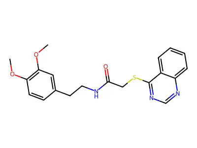 N-(3,4-dimethoxyphenethyl)-2-(quinazolin-4-ylthio)acetamide structure