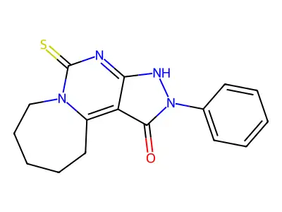 4-phenyl-8-sulfanyl-4,5,7,9-tetraazatricyclo[7.5.0.0,2,6]tetradeca-1,5,7-trien-3-one structure