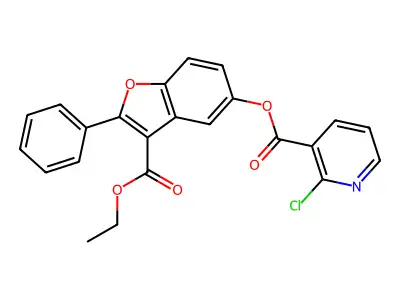 3-(Ethoxycarbonyl)-2-phenyl-1-benzofuran-5-yl 2-chloropyridine-3-carboxylate structure
