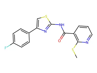 N-(4-(4-Fluorophenyl)thiazol-2-yl)-2-(methylthio)nicotinamide structure