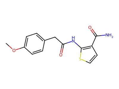 2-(2-(4-Methoxyphenyl)acetamido)thiophene-3-carboxamide structure