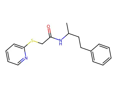 N-(4-phenylbutan-2-yl)-2-pyridin-2-ylsulfanylacetamide structure