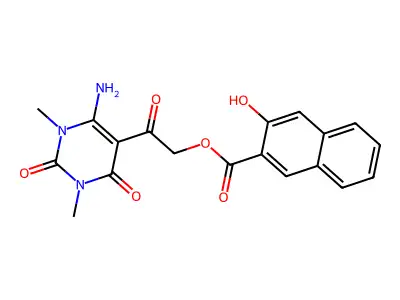 [2-(4-amino-1,3-dimethyl-2,6-dioxopyrimidin-5-yl)-2-oxoethyl] 3-hydroxynaphthalene-2-carboxylate structure