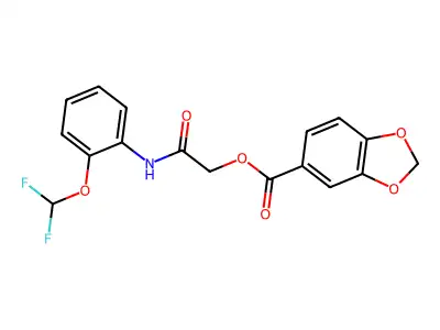 [2-[2-(Difluoromethoxy)anilino]-2-oxoethyl] 1,3-benzodioxole-5-carboxylate structure