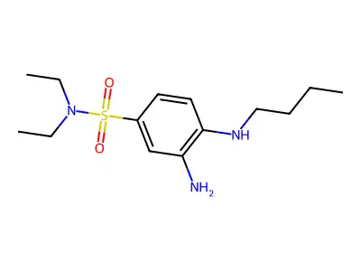 3-amino-4-(butylamino)-N,N-diethylbenzene-1-sulfonamide structure