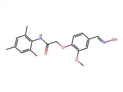 2-[4-(hydroxyiminomethyl)-2-methoxyphenoxy]-N-(2,4,6-trimethylphenyl)acetamide structure