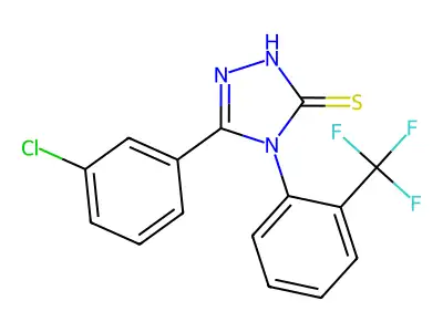 5-(3-chlorophenyl)-4-[2-(trifluoromethyl)phenyl]-4H-1,2,4-triazole-3-thiol structure