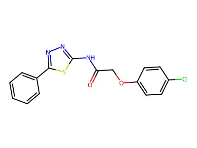 2-(4-chlorophenoxy)-N-(5-phenyl-1,3,4-thiadiazol-2-yl)acetamide structure