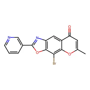 4-Bromo-6-methyl-2-(3-pyridinyl)-8H-chromeno(6,7-d)(1,3)oxazol-8-one structure