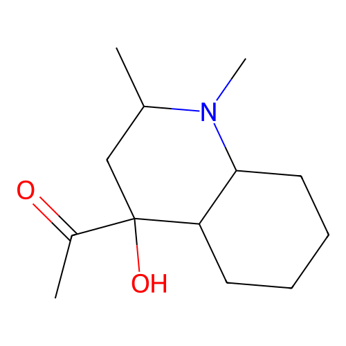 Ketone, decahydro-4-hydroxy-1,2-dimethyl-4-quinolyl methyl structure