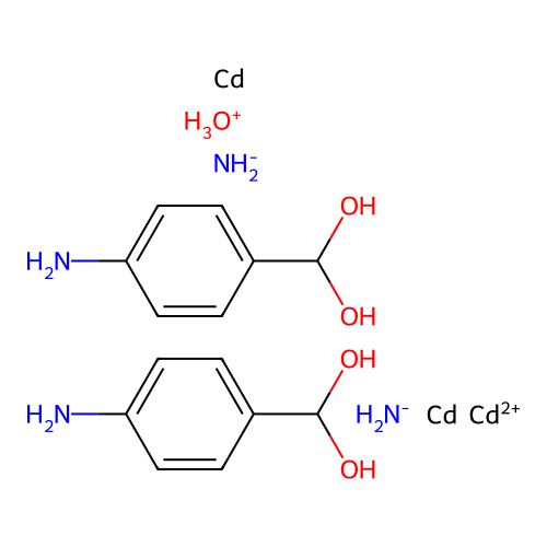 Oxidanium;bis((4-aminophenyl)methanediol);azanide;cadmium;cadmium(2+) structure