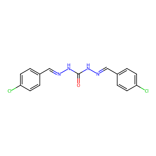 1,3-bis[(E)-(4-chlorophenyl)methylideneamino]urea structure
