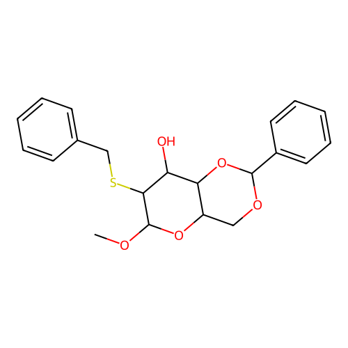 Methyl 2-s-benzyl-4,6-o-benzylidene-2-thiohexopyranoside structure