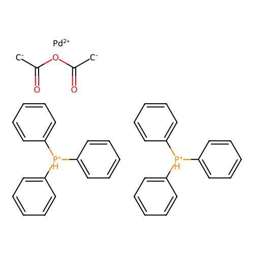 Acetyl acetate;palladium(2+);bis(triphenylphosphanium) structure