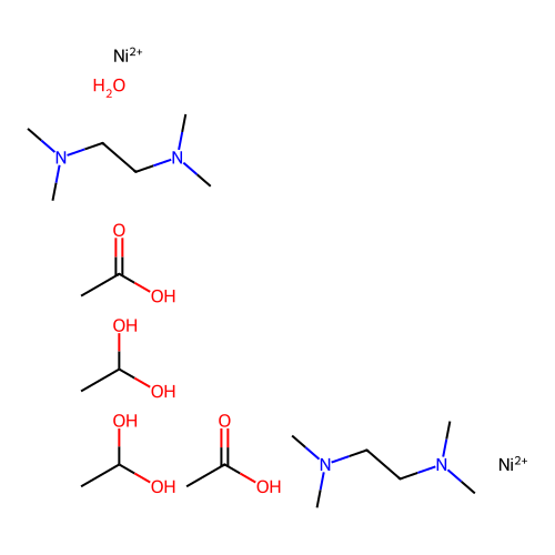 Acetic Acid; Ethane-1,1-diol; Nickel(+2) Cation; N,N,N',N'-tetramethylethane-1,2-diamine; Hydrate structure