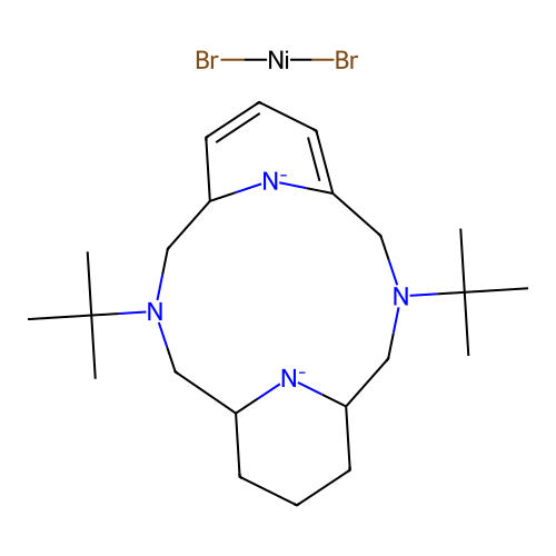 Dibromido[3,7-di-tert-butyl-1~1~,1~2~-dihydro-3,7-diaza-1(2,6)-pyridina-5(2,6)-piperidinacyclooctaphane-kappa~4~N~1^{1~},N~3~,N~5^{1~},N~7~]nickel structure
