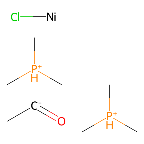 Chloronickel;ethanone;bis(trimethylphosphanium) structure
