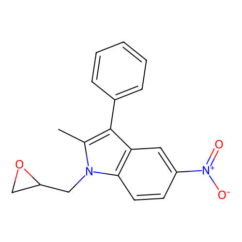 5-nitro-2-methyl-1-(2-oxiranylmethyl)-3-phenyl-1H-indole structure