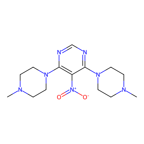 4,6-Bis(4-methylpiperazin-1-yl)-5-nitropyrimidine structure