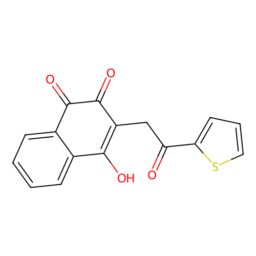 2-Hydroxy-3-[2-oxo-2-(2-thienyl)ethyl]naphthoquinone structure