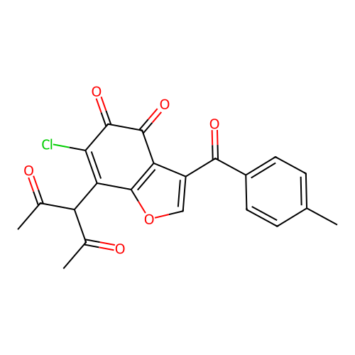 6-Chloro-7-(2,4-dioxopentan-3-yl)-3-(4-methylbenzoyl)benzofuran-4,5-dione structure