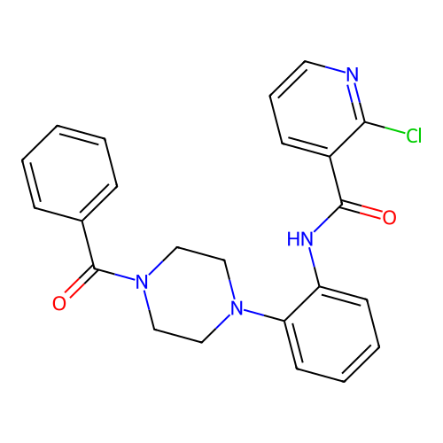 2-chloro-N-{2-[4-(phenylcarbonyl)piperazin-1-yl]phenyl}pyridine-3-carboxamide structure