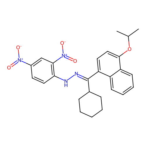 (E)-cyclohexyl(4-isopropoxy-1-naphthyl)methanone {2,4-dinitrophenyl}hydrazone structure