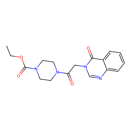 Ethyl 4-[2-(4-oxoquinazolin-3-yl)acetyl]piperazine-1-carboxylate structure