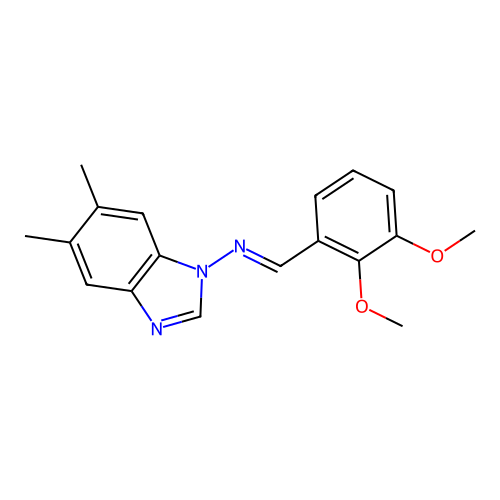 N-[(E)-(2,3-dimethoxyphenyl)methylidene]-5,6-dimethyl-1H-benzimidazol-1-amine structure