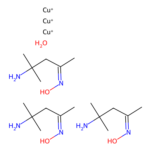 tris(N-(4-amino-4-methylpentan-2-ylidene)hydroxylamine);tris(copper(1+));hydrate structure