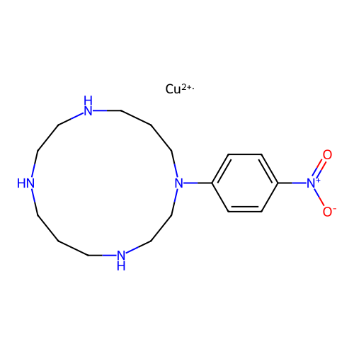 Copper 1-(4-nitrophenyl)-1,4,8,11-tetrazacyclotetradecane structure