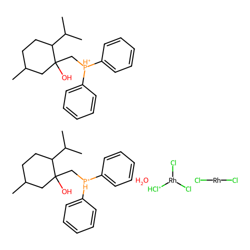 Chemical Compound (C46H67Cl5O3P2Rh2+3) structure