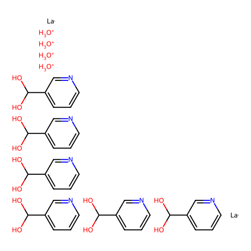 Tetraoxidanium;lanthanum;hexakis(pyridin-3-ylmethanediol) structure