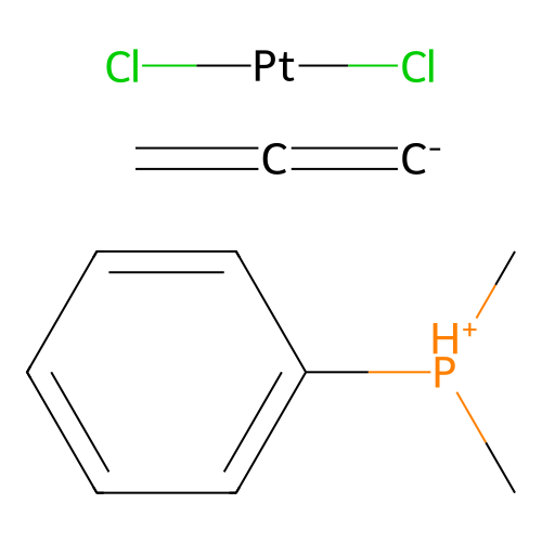 Dichloroplatinum;dimethyl(phenyl)phosphanium;propa-1,2-diene structure