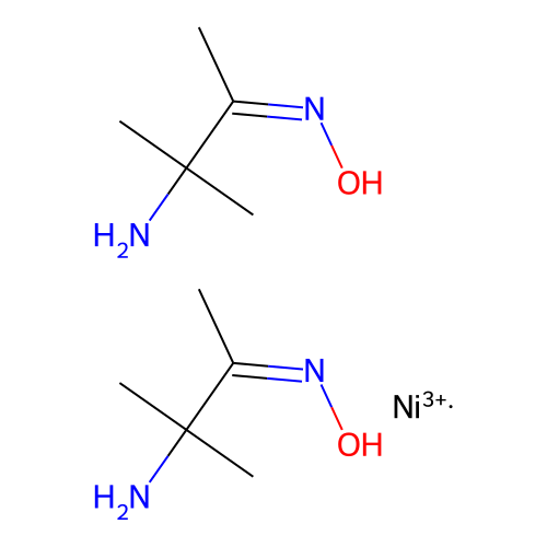bis(N-(3-amino-3-methylbutan-2-ylidene)hydroxylamine);nickel(3+) structure