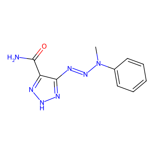 5-[(N-methylanilino)diazenyl]-2H-triazole-4-carboxamide structure