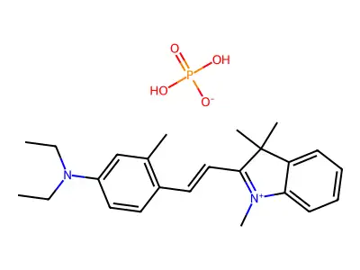 3H-Indolium, 2-[2-[4-(diethylamino)-2-methylphenyl]ethenyl]-1,3,3-trimethyl-, phosphate (1:1) structure
