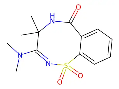 3-(dimethylamino)-4,4-dimethyl-1,1-dioxo-5H-1lambda6,2,5-benzothiadiazocin-6-one structure