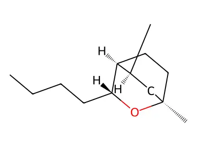 (1R,3R,4S,5S)-3-butyl-1,5-dimethyl-2-oxabicyclo[2.2.2]octane structure