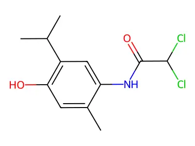 2,2-dichloro-N-[4-hydroxy-2-methyl-5-(propan-2-yl)phenyl]acetamide structure