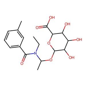 beta-D-Glucopyranosiduronic acid, 1-(ethyl(3-methylbenzoyl)amino)ethyl structure