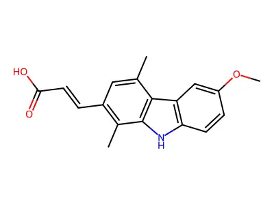 3-(6-methoxy-1,4-dimethyl-9H-carbazol-2-yl)prop-2-enoic acid structure