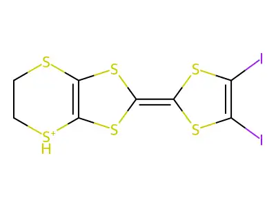 2-(4,5-diiodo-1,3-dithiol-2-ylidene)-5,6-dihydro-[1,3]dithiolo[4,5-b][1,4]dithiin-7-ium structure