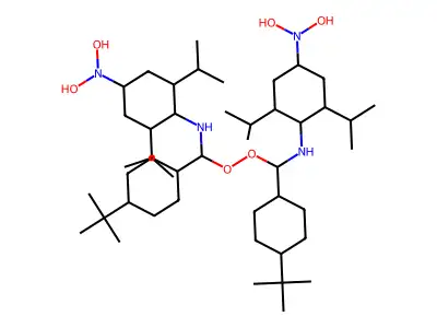 1-N-[(4-tert-butylcyclohexyl)-[(4-tert-butylcyclohexyl)-[[4-(dihydroxyamino)-2,6-di(propan-2-yl)cyclohexyl]amino]methyl]peroxymethyl]-4-N,4-N-dihydroxy-2,6-di(propan-2-yl)cyclohexane-1,4-diamine structure