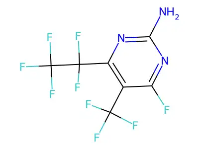 4-Fluoro-6-(1,1,2,2,2-pentafluoroethyl)-5-(trifluoromethyl)pyrimidin-2-amine structure