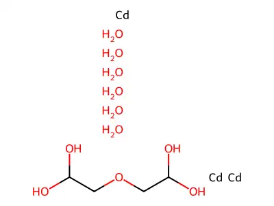 Cadmium;2-(2,2-dihydroxyethoxy)ethane-1,1-diol;hexahydrate structure